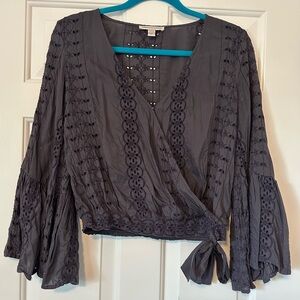 American Eagle Elegant Gray Wrap Top